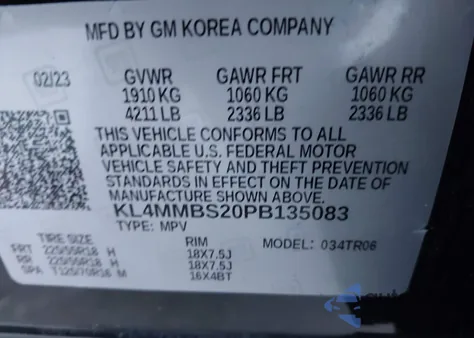 2023 Buick Encore Gx Preferred из США, поврежденный, VIN KL4MMBS20PB135083